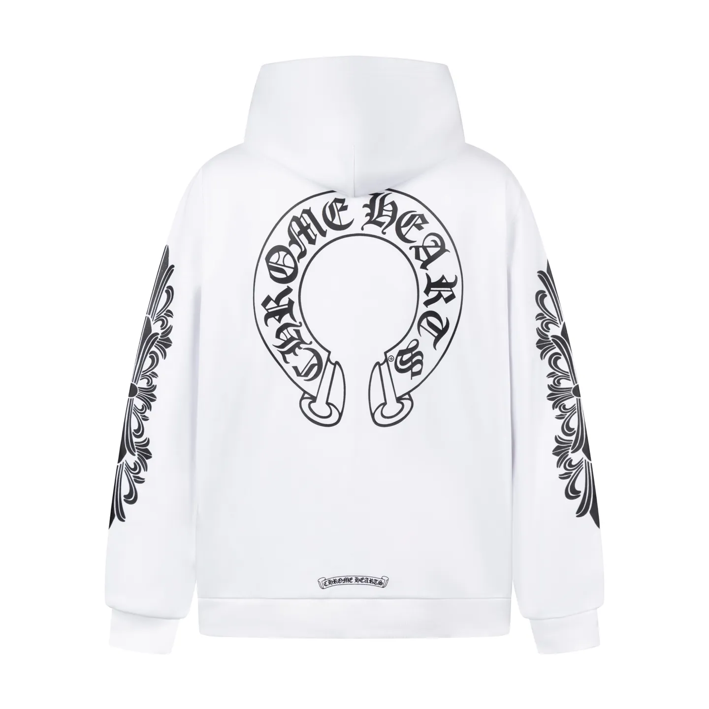 🅿️520 [Exclusive supply] CH Crow Heart Horseshoe Unicorn Arm Hooded Jacket (White) The original version was purchased and developed for 15,999. The fabric is made of 420g double-ply double yarn pure cotton terry fabric. The texture is thick and soft, comfortable and stylish to wear. The fabric has been specially treated to have good breathability and warmth, making it suitable for all seasons. The jacket adopts the imported machine white ink direct injection process, showing exquisite printing in multiple parts, including the iconic horseshoes, unicorn arms and Sanskrit patterns, and the details are processed to perfection. The whole product is produced on the assembly line of a large factory, with exquisite workmanship and fine and neat stitching. The version is designed in a loose oversize style and can be worn by both men and women, making it an ideal choice for couples. The zipper closure makes it easy to put on and take off, and the hooded style adds a casual feel. This jacket has been strictly controlled from fabric selection to production process, making it extremely valuable for both daily wear and collection. Size:S-M-L